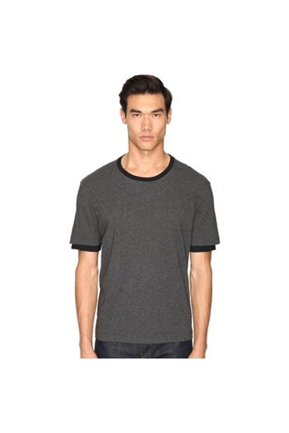 Layered Sleeve Crew Tee Gray/Black MD