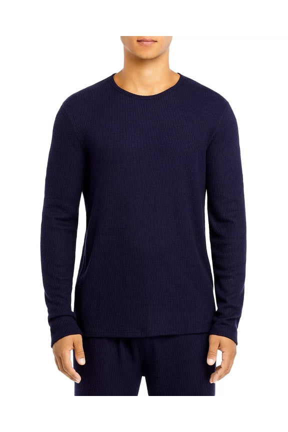 Mens Thermal Knit T-Shirt, Large, Navy