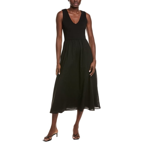 ATM Anthony Thomas Melillo womens  Mixed Media Midi Dress, l, Black