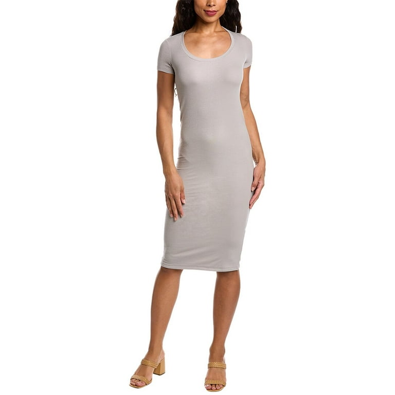 ATM Anthony Thomas Melillo womens Ribbed T Shirt Dress L Grey