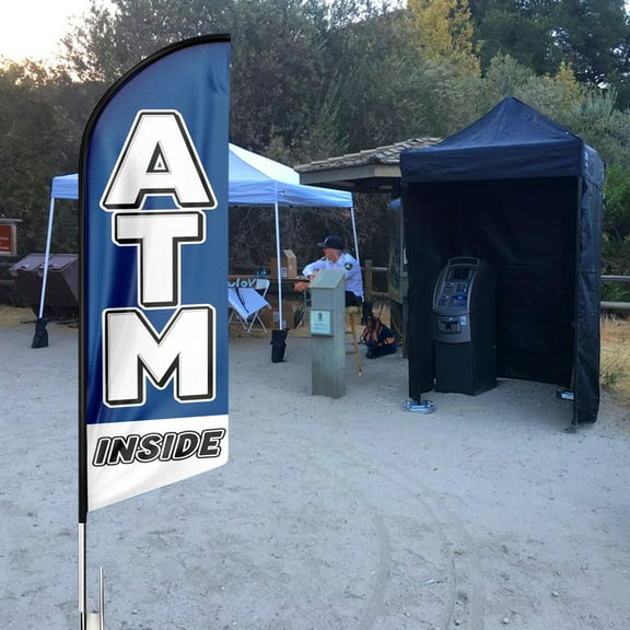 ATM Inside Sign Feather Flag,8FT ATM outdoor advertising flag, ATM Inside Business Sign,ATM Swooper FlagFLAG ONLY