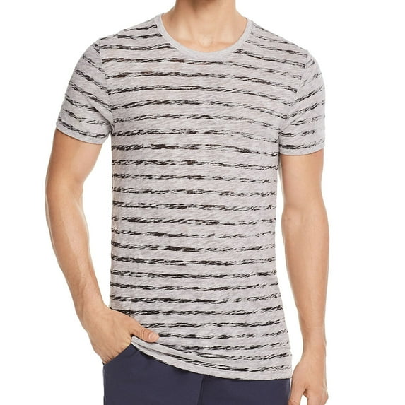 ATM Mens Painted Stripe Basic T-Shirt, Grey, Medium