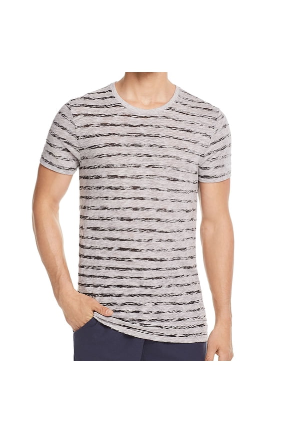 Mens Painted Stripe Basic T-Shirt, Grey, Medium
