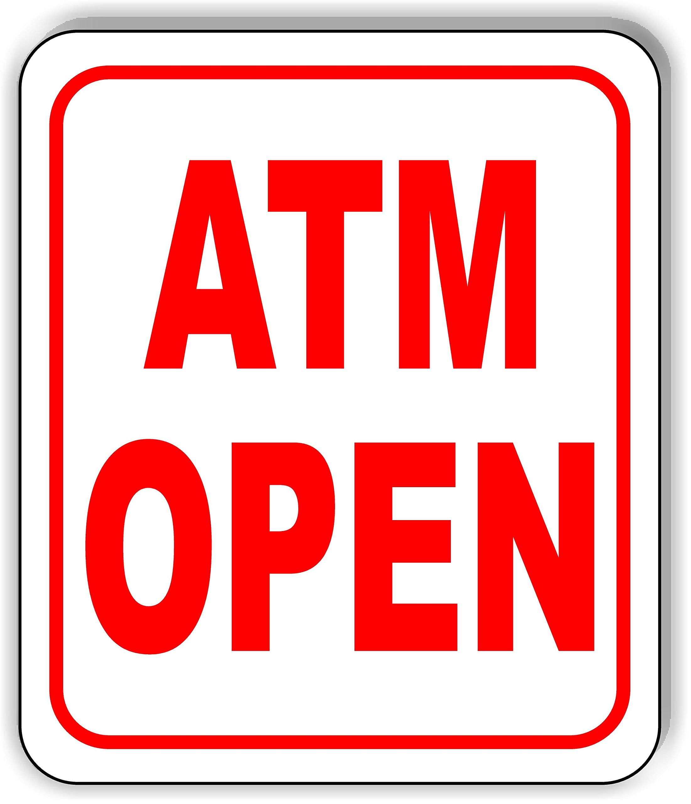 Atm Open Note ATM Open RED Aluminum Composite Sign - Walmart.com