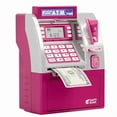 thumbnail image 1 of ATM Piggy Bank for Real Money, Digital Electronic Saving Safe Machine Box with Debit Card, Bill Feeder, Coin Recognition, Balance Calculator, Password Lock Case, Gift for Kids Boys Girls, Pink, 1 of 5