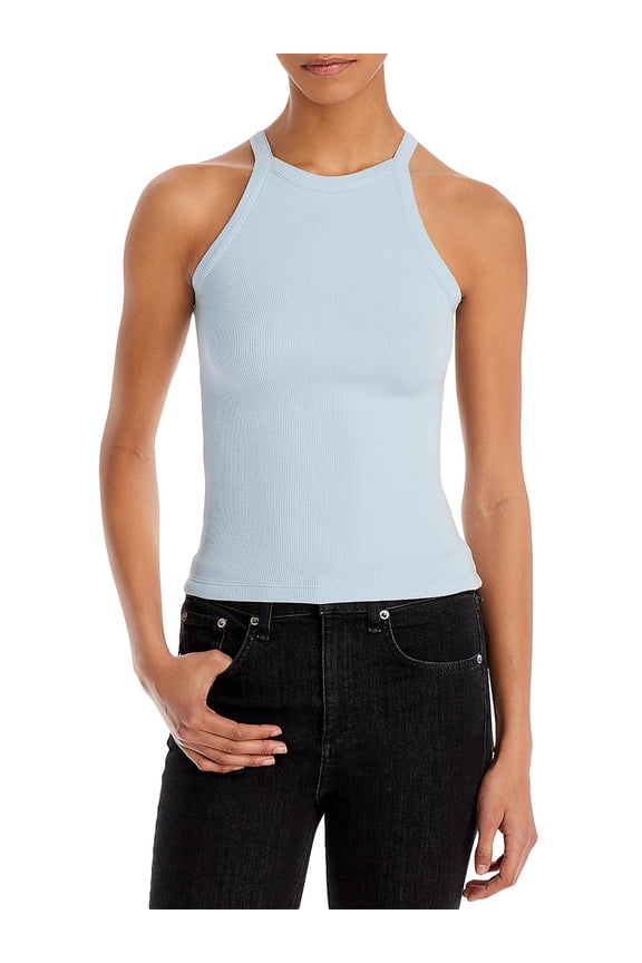 Womens Ribbed High Neck Tank Top