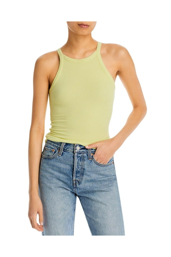 Womens Ribbed High Neck Tank Top