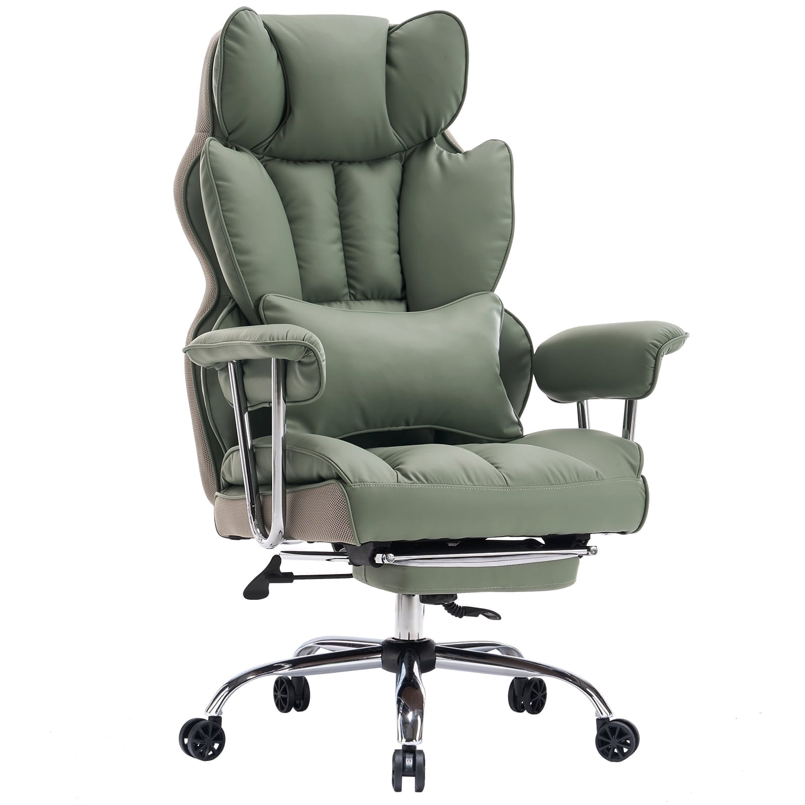 ATMILD 400 lbs Big and Tall Ergonomic PU Leather Office Chair with Footrest, Green
