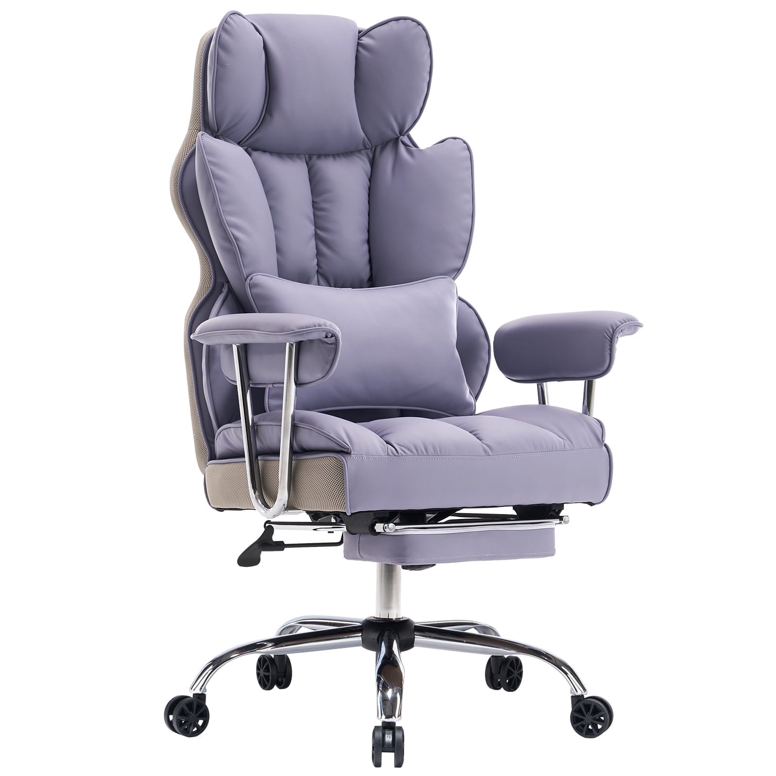 ATMILD 400 lbs Big and Tall Ergonomic PU Leather Office Chair with Footrest, Purple