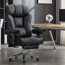 ATMILD 450lbs Big and Tall Office Chair Ergonomic Executive PU Leather Desk Chair with Footrest (Black)