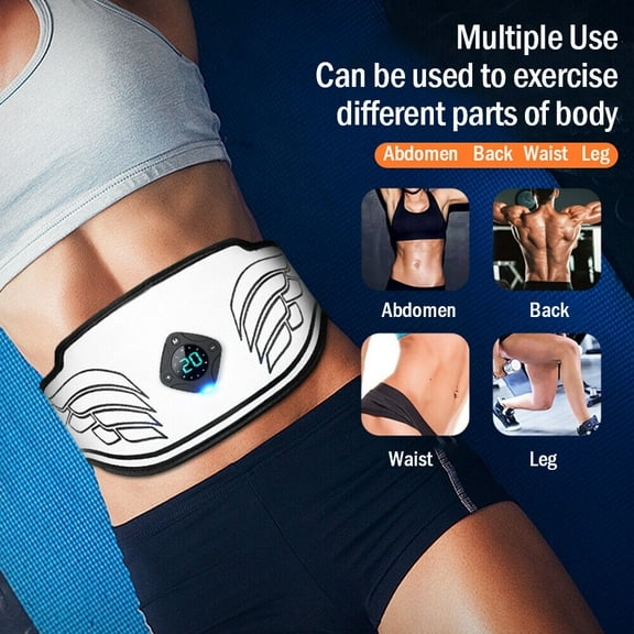 ATMOKO EMS Intelligent Silicone Conductive Plastic Belt, Abs Stimulator Muscle Abdominal Toner Trainer Belt Fitness Workout Equipment, White