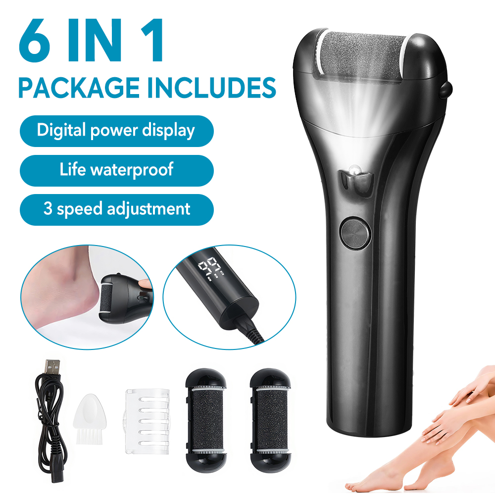 ATMOKO Electric Foot Callus Remover, 16-in-1 Professional Pedicure Tools Foot Care Kit, Foot Scrubber Electric Feet File Pedi for Hard Cracked Dry Dead Skin, Black
