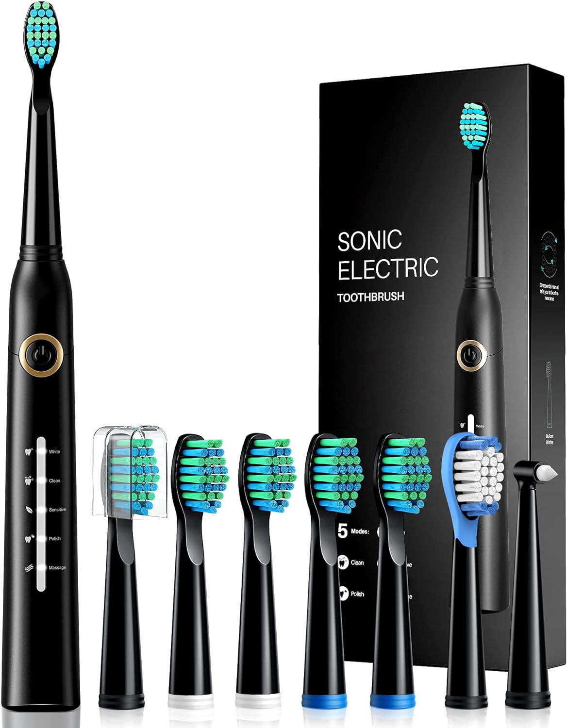 ATMOKO Electric Toothbrush, Greamo Sonic Electric Toothbrushes with 8 Brush Heads, 5 Modes, 40000 VPM Power Rechargeable Toothbrushes for Adults - image 1 of 8
