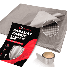 ATMOSURE Faraday Fabric & Tape Kit (1 Yard; 44 x 36 in Fabric; 197 in Tape) Copper-Nickel Shielding for RFID Blocking and DIY Signal Isolation