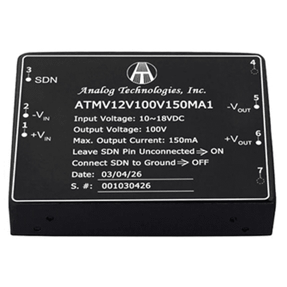 ATMV12V100V150MA1 – 12-18V to 100V Isolated DC-DC Power Module, 15W ...