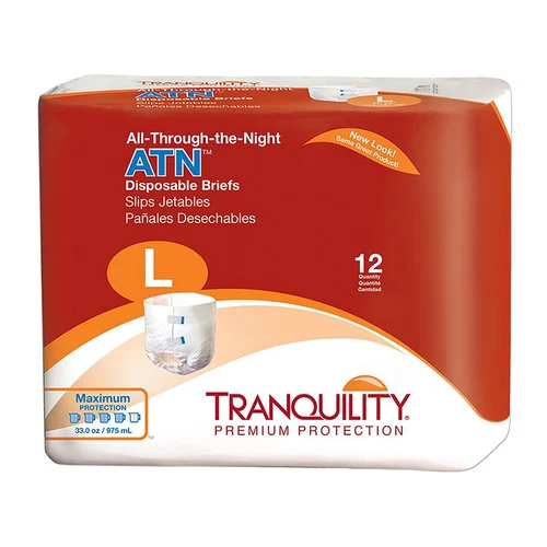 ATN Incontinence Brief Large Overnight, Maximum, 12 Ct