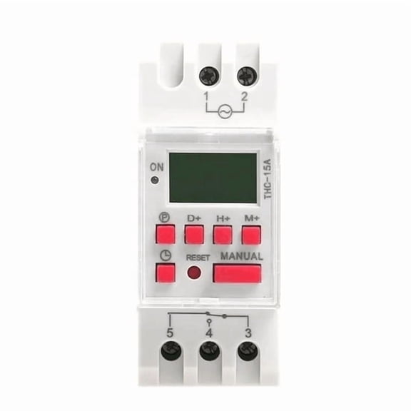 ATO 20A Digital Timer Switch 110V AC, 35mm DIN Rail - 16 ON/OFF for Lighting, HVAC & Industrial Equipment