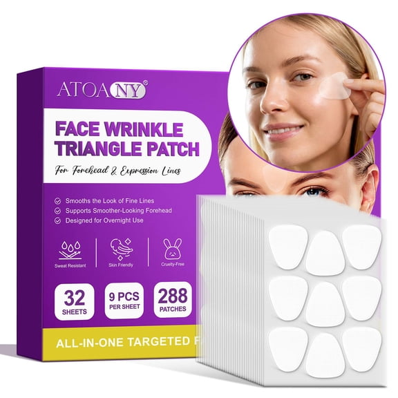 ATOANY Forehead Triangle Patches for Expression Lines, Overnight Facial Smoothing Patches, Sweat Resistant, 288 Count