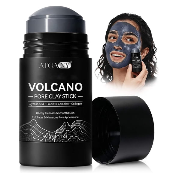 ATOANY Volcano Pore Clay Stick Mask with Glycolic Acid, Probiotic Complex & Collagen, Deep Cleansing Face Mask, 40g