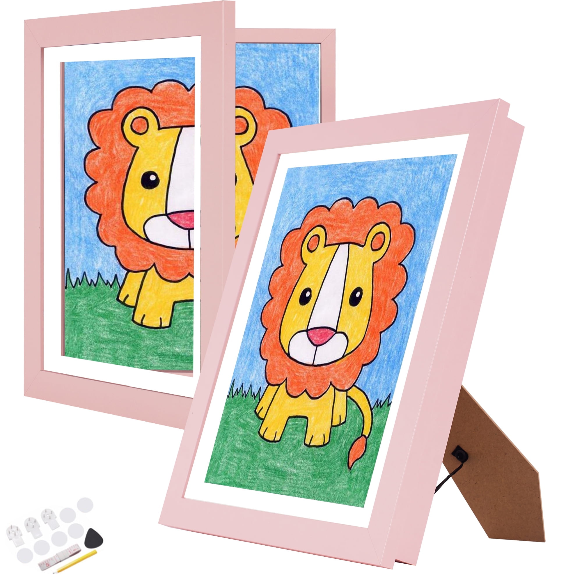 ATOBART Kids Art Frames, 8.5×11" Front Opening Kids Artwork Frames, Framed Art Picture,Changeable Picture Storage Frames, Crafts Painting Art Display Stand (2PK Pink)