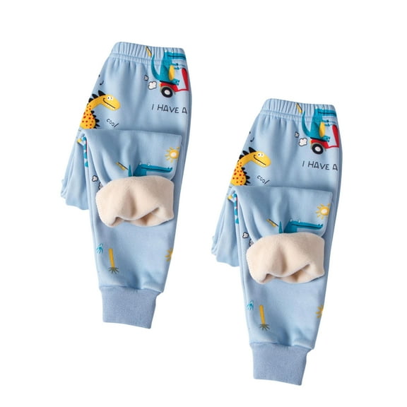 ATOGUTA 2 Pack Boys Fleece Lined Leggings Kids Winter Thick Warm Pants Fleece Pants Size 2T-13, Blue