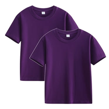 ATOGUTA 2 Pack Short Sleeve Shirt Boy Girl Soft Crewneck Short-Sleeve T-Shirts Basic Tees Purple, Size 2T-12