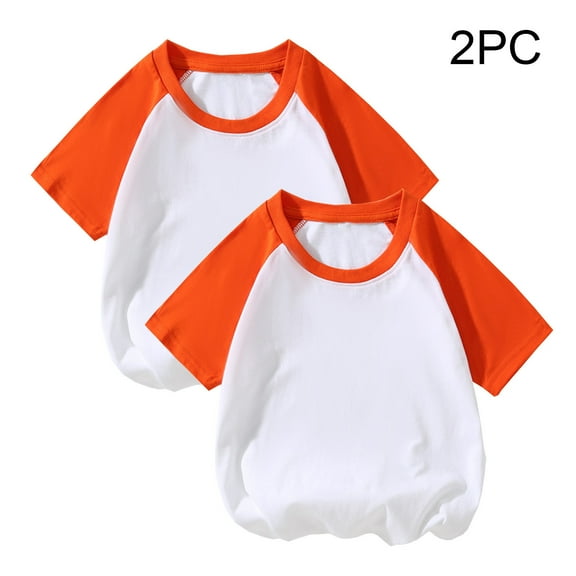 ATOGUTA 2 Pack Short Sleeve Shirts Boys Girls T Shirts Kids Summer Tops Crewneck Basic Tees Orange, Size 2T-12