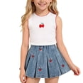 thumbnail image 1 of ATOGUTA 2 Pc Sets Girl Outfit Sleeveless Tank Top and Elastic Waist Denim Skirts Size 2T-8 Summer Beach Clothes White, 1 of 8