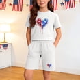 thumbnail image 1 of ATOGUTA 2 Piece Outfits for Girls Summer Kids Short Sleeve T Shirts and Elastic Waist Shorts Size 4T-14 for Daily Outdoor Wear White, 1 of 8