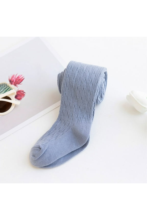 2T-10 Baby Girl Tights Thick Cable Knit Leggings Seamless Toddler Girls Stockings School Tights Light Blue