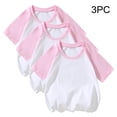 thumbnail image 1 of ATOGUTA 3 Pack Cute Tops for Boys Girls Short Sleeve T Shirts Kids Summer Tops Crewneck Basic Tees Pink, Size 2T-12, 1 of 4