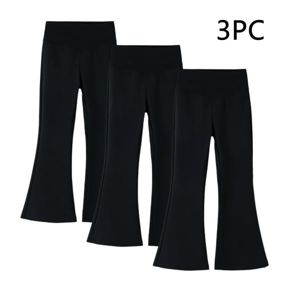 ATOGUTA 3 Pack Flare Leggings Girls High Waisted Yoga Pants Bootcut Dance Casual Pants Activewear Kids Bell Bottoms Size 3T-15, Multicolor