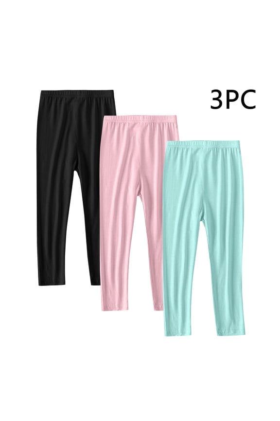 3-Pack Girl Leggings Size 2T-13 Pull on Stretchy Soft Leggings Tights Full Length Pants for Kids Pink