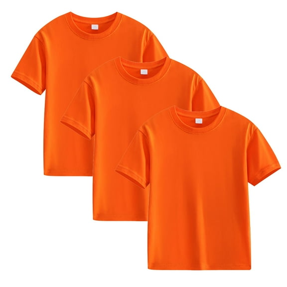 ATOGUTA 3 Pack Kids T Shirt Short Sleeve T Shirts Kids Summer Tops Crewneck Basic Tees Orange, Size 2T-12