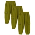 thumbnail image 1 of ATOGUTA 3 Packs Boys Lightweight Pants Kids Active Lightweight Sweatpants Casual Jogger Pants with Pockets Size 4T-14, Army Green, 1 of 5