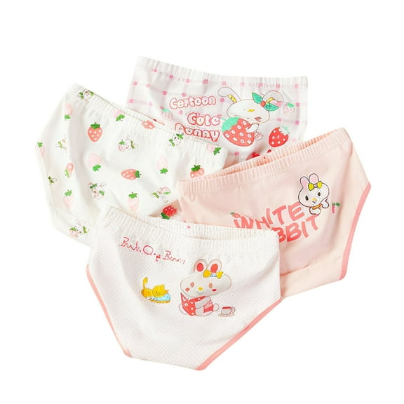 ATOGUTA 4-Pack Girls Underwear Set with Comfortable Elastic Waistband for Teen Girls White, Size 8-13