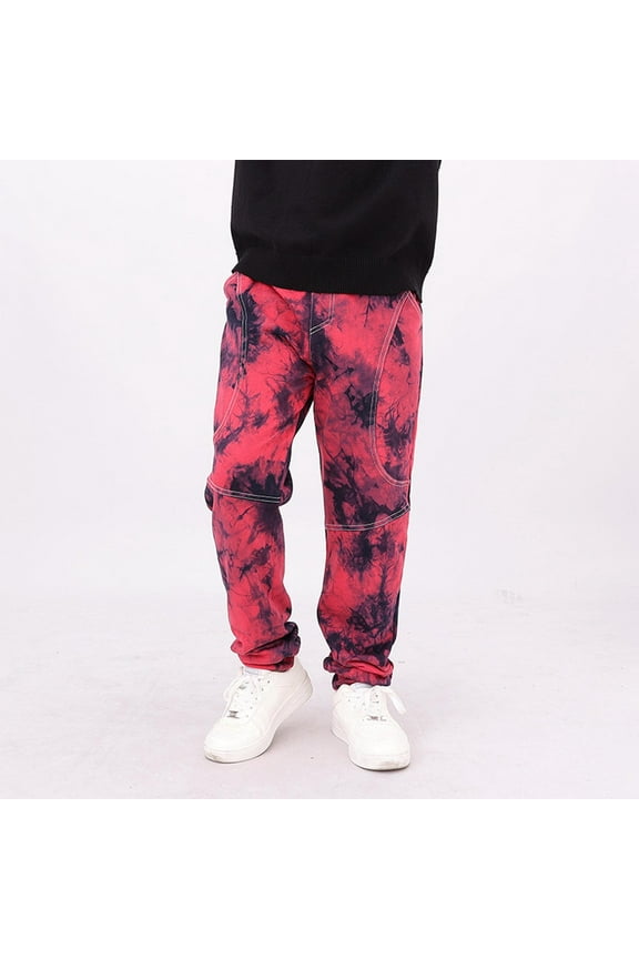 5-13 Years Boys Sweatpants Soft Active Jogger Sweat Pants Casual Athletic Pull On Lightweight Trousers Red