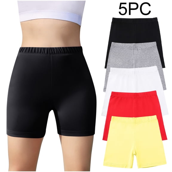ATOGUTA 5-14 Years 5 Pack Shorts for Teen Girls Teen Biker Cartwheel Multi-Color Dance Under Dress Girls Clothes Yellow
