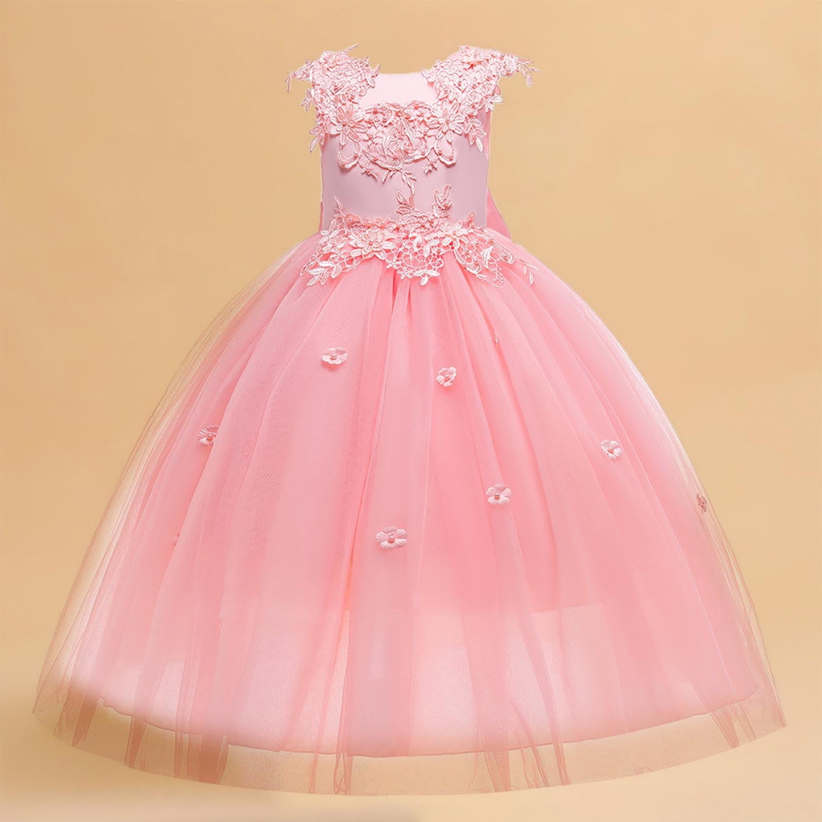 maxi flower girl dress pink Rebecca flower girl dress pink