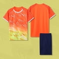 thumbnail image 1 of ATOGUTA Activewear Clothing Set for Boys Size 4-14 Years 2 Piece Short Sleeve Crewneck Performance Tees and Athletic Shorts for Boys Orange, 1 of 4