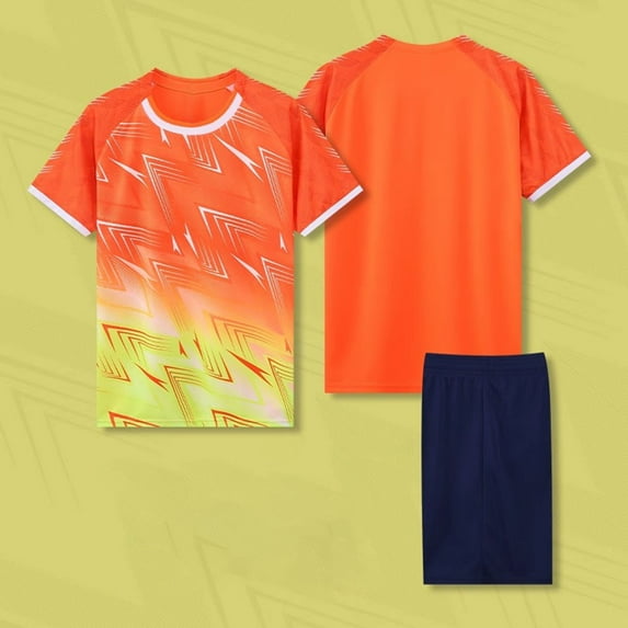ATOGUTA Activewear Clothing Set for Boys Size 4-14 Years 2 Piece Short Sleeve Crewneck Performance Tees and Athletic Shorts for Boys Orange