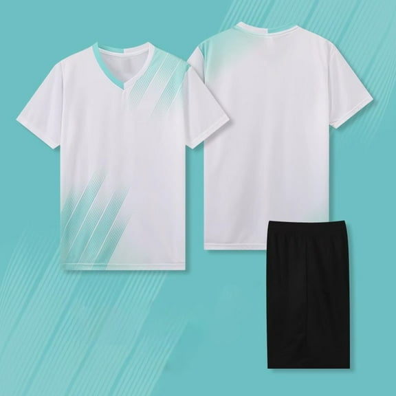 ATOGUTA Activewear Set for Boys Size 4-14 Years 2 Piece Short Sleeve Crewneck Performance Tees and Athletic Shorts for Boys White