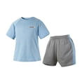 thumbnail image 1 of ATOGUTA Athleisure Shorts Set for Boys Girls 4T-12 2 Piece Athletic Crewneck T-Shirt and Shorts Outfit for Boys Light Blue, 1 of 2