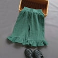 thumbnail image 1 of ATOGUTA Athletic Shorts for Girls Elastic Waist Wide Leg Ruffle Trim Cropped Pants Trousers Green, Size 1T-9, 1 of 3