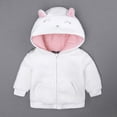 thumbnail image 1 of ATOGUTA Baby Boy Coat Cute Ear Zipper Fleece Thick Hooded Coat Warm Outwear White, Size 0-18M, 1 of 6