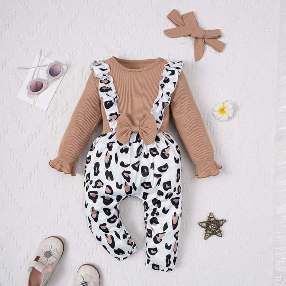 ATOGUTA Baby Boy Girl Clothes Newborn Ribbed Leopard Print One Piece Romper 0-18 Months