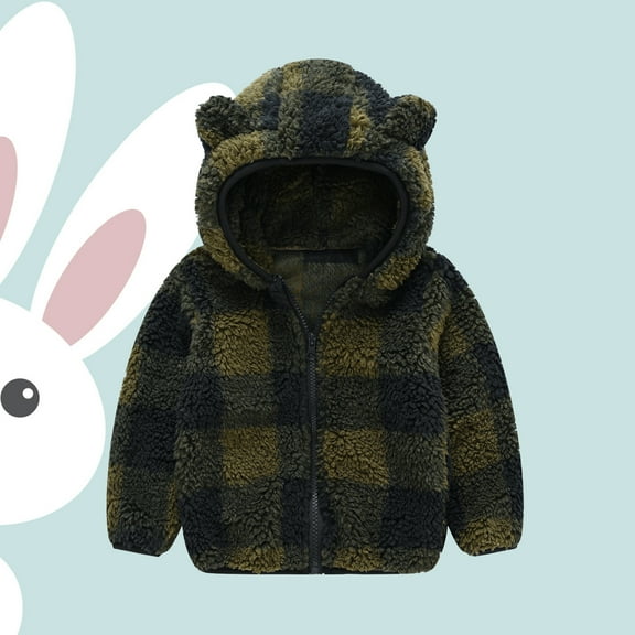 ATOGUTA Baby Boys' Outerwear Jackets & Coats Striped Camouflage Fleece Full Zip Cute Bear Ears Winter Hoodie Thick Coat Jacket, Size 6M-4T