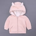 thumbnail image 1 of ATOGUTA Baby Coat Cute Ear Zipper Fleece Thick Hooded Coat Warm Outwear Pink, Size 0-18M, 1 of 6