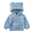 thumbnail image 1 of ATOGUTA Baby Coat Full Zip Hoodie Fleece Jacket Sherpa Hoodie Coat Fall Winter Outwear Blue, Size 9M-7, 1 of 5