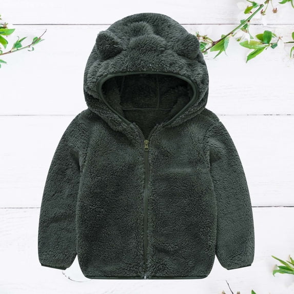 ATOGUTA Baby Girls Long Down Coats Plush Cute Bear Ears Winter Hoodie Thick Coat Jacket, Size 6M-4T